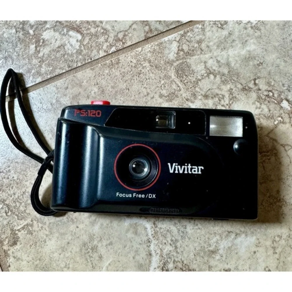 Vivitar PS:120 Focus Free / DX Motorized Film Camera Point & Shoot Not Tested